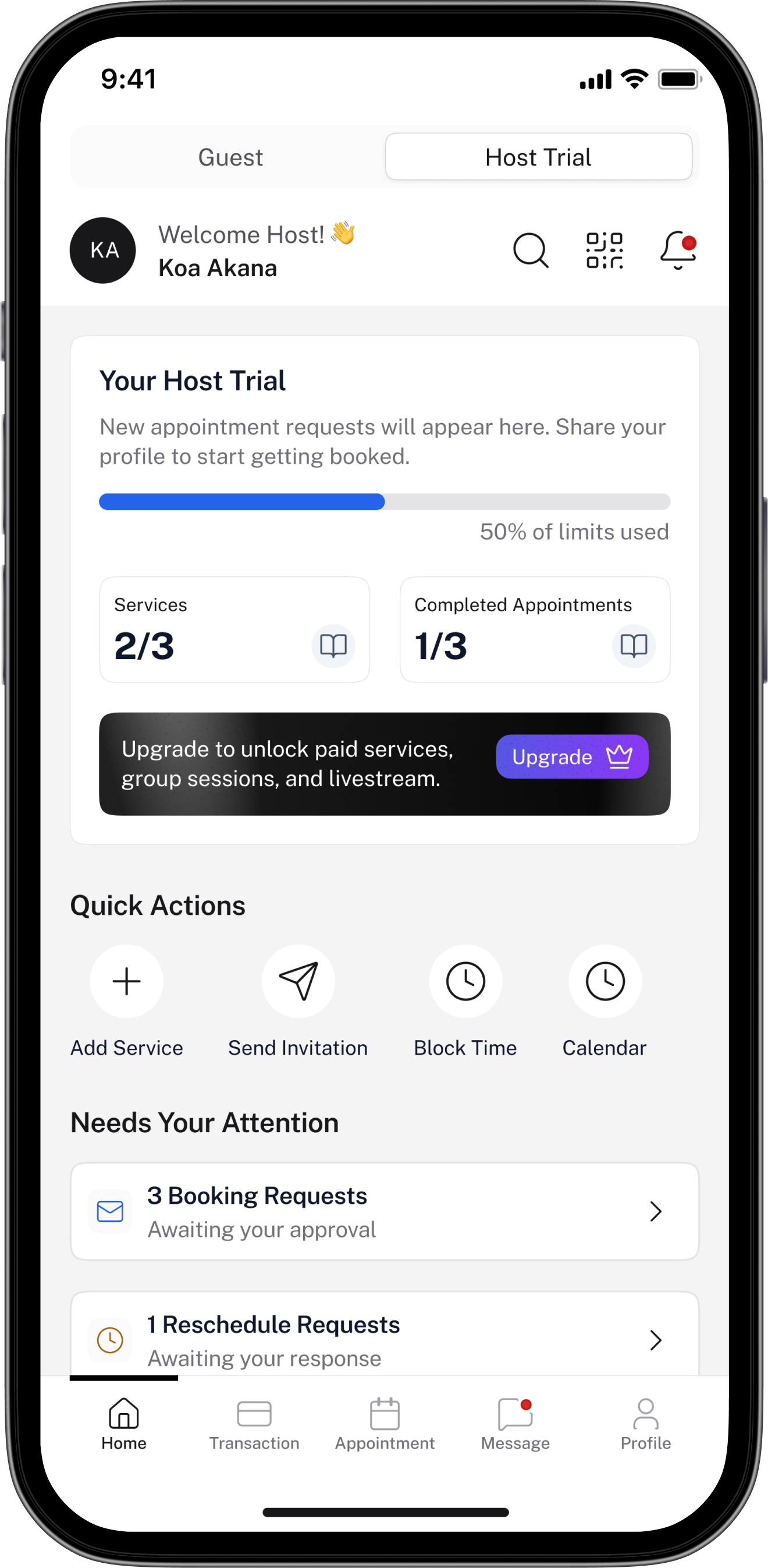 After — New Host Trial Dashboard